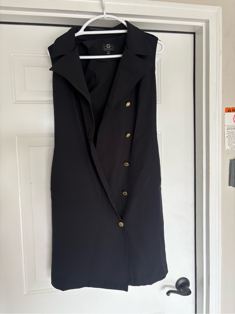 G by Giuliana Black Sleeveless Blazer Dress with Gold Buttons